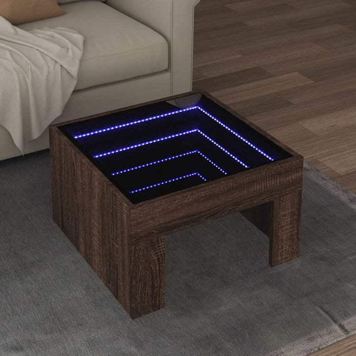 Măsuță de cafea cu LED infinity, stejar maro, 50x50x30 cm - WALTI WALTI