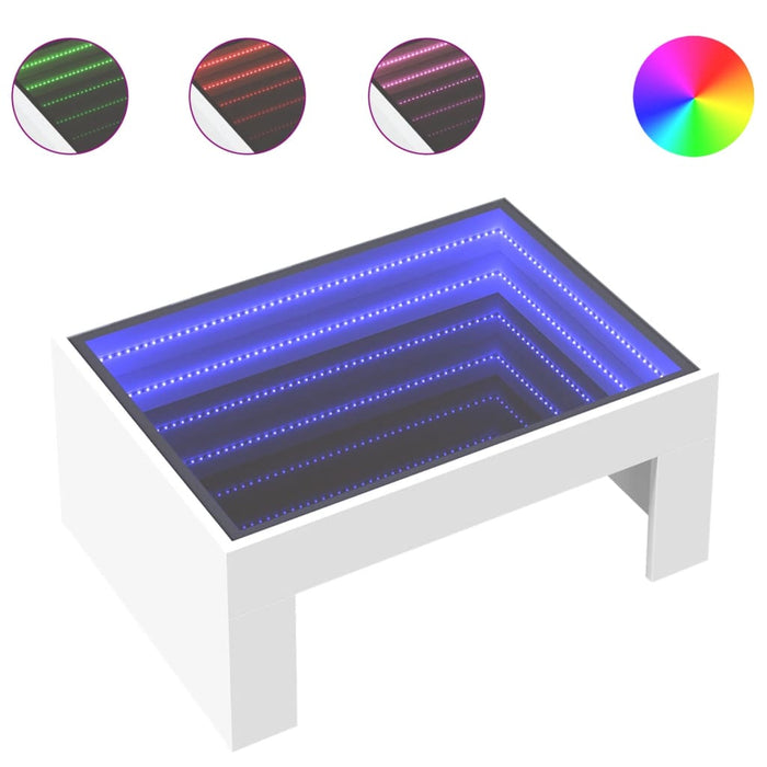 Măsuță de cafea cu LED infinity, alb, 70x50x30 cm - WALTI WALTI