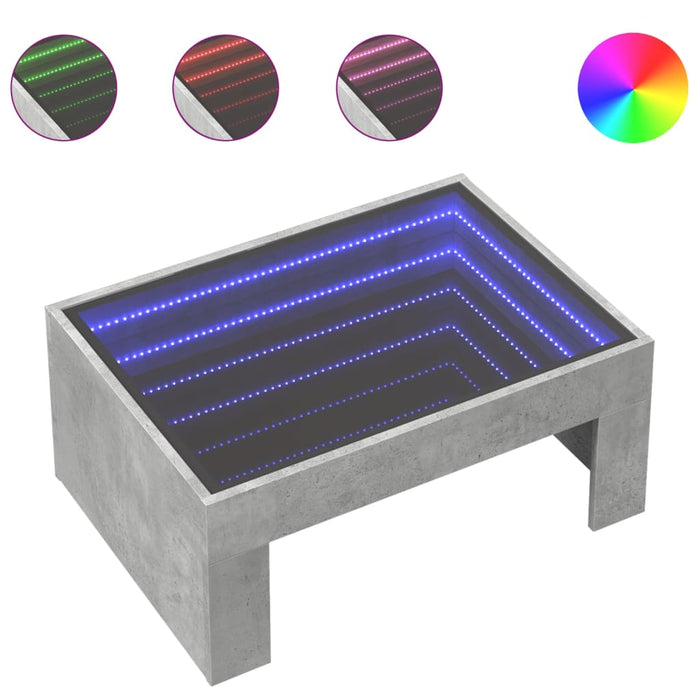 Măsuță de cafea cu LED infinity, gri beton, 70x50x30 cm - WALTI WALTI