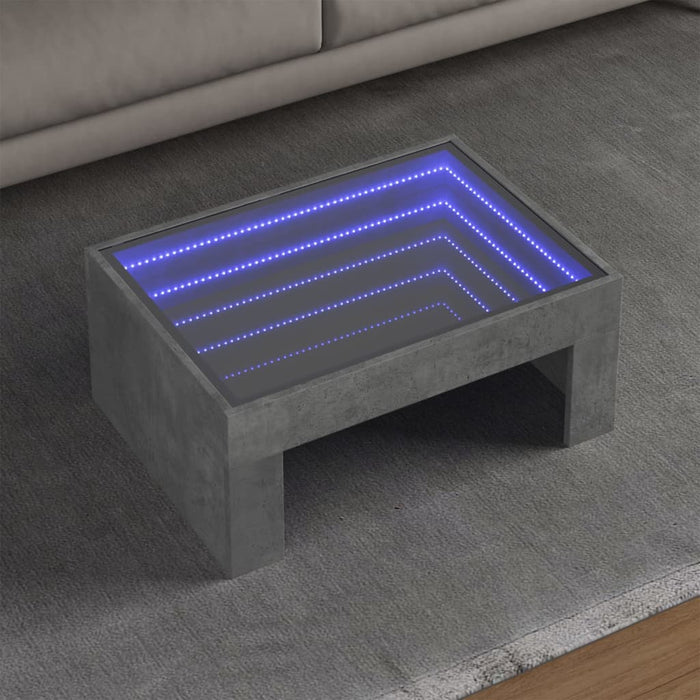 Măsuță de cafea cu LED infinity, gri beton, 70x50x30 cm - WALTI WALTI
