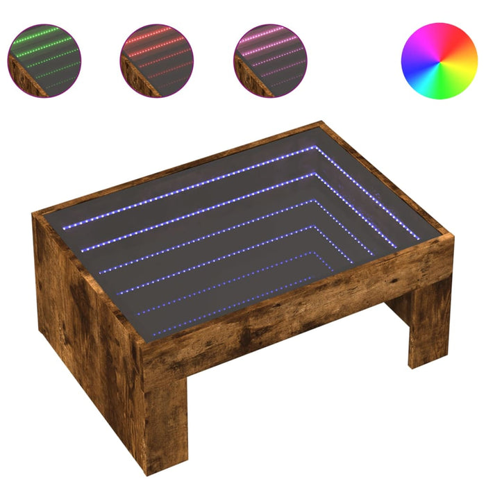 Măsuță de cafea cu LED infinity, stejar fumuriu, 70x50x30 cm - WALTI WALTI
