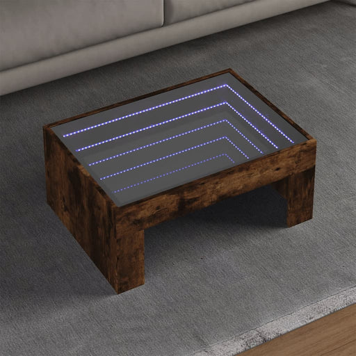 Măsuță de cafea cu LED infinity, stejar fumuriu, 70x50x30 cm - WALTI WALTI