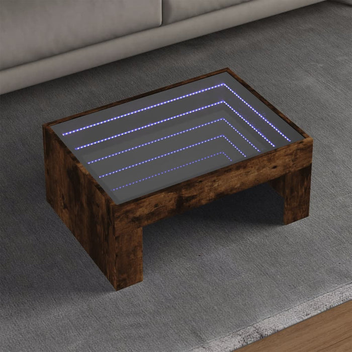 Măsuță de cafea cu LED infinity, stejar fumuriu, 70x50x30 cm - WALTI WALTI