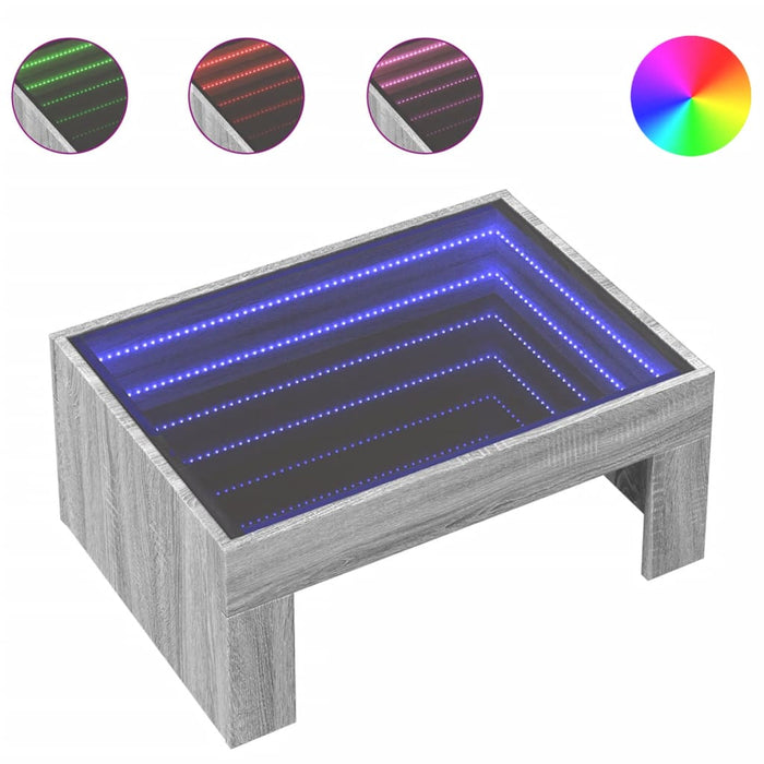 Măsuță de cafea cu LED infinity, gri sonoma, 70x50x30 cm - WALTI WALTI