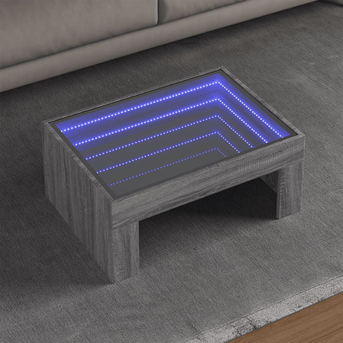 Măsuță de cafea cu LED infinity, gri sonoma, 70x50x30 cm - WALTI WALTI