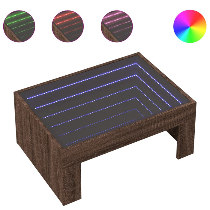 Măsuță de cafea cu LED infinity, stejar maro, 70x50x30 cm - WALTI WALTI