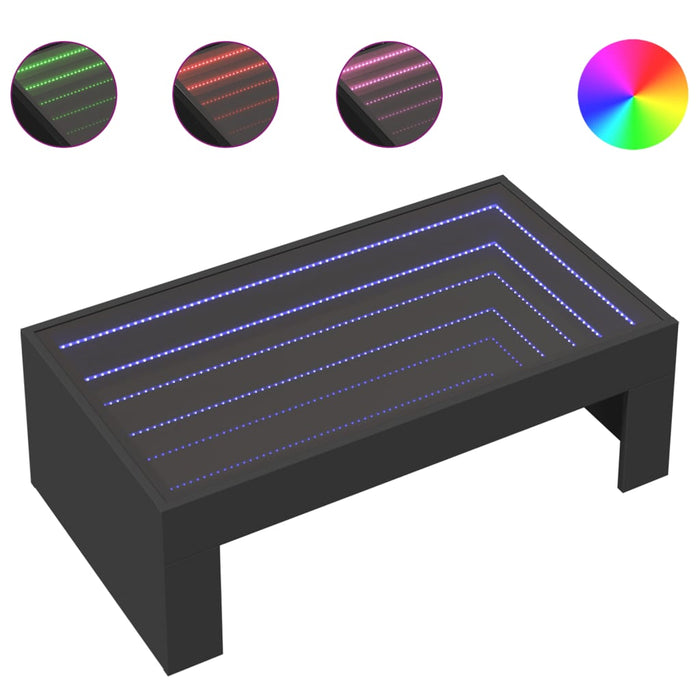 Măsuță de cafea cu LED infinity, negru, 90x50x30 cm WALTI
