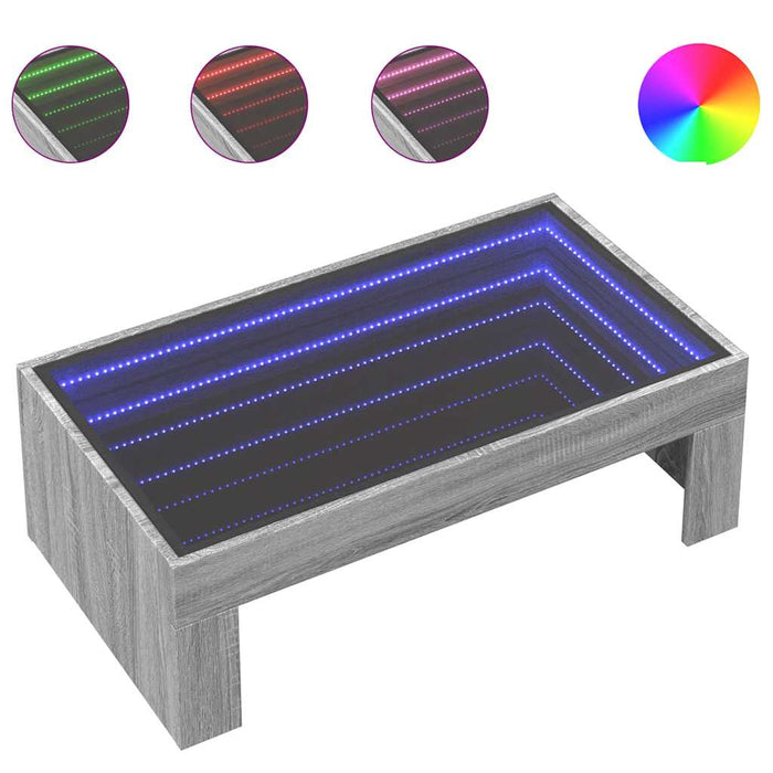 Măsuță de cafea cu LED infinity, gri sonoma, 90x50x30 cm - WALTI WALTI