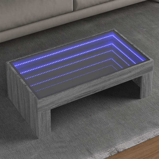 Măsuță de cafea cu LED infinity, gri sonoma, 90x50x30 cm - WALTI WALTI