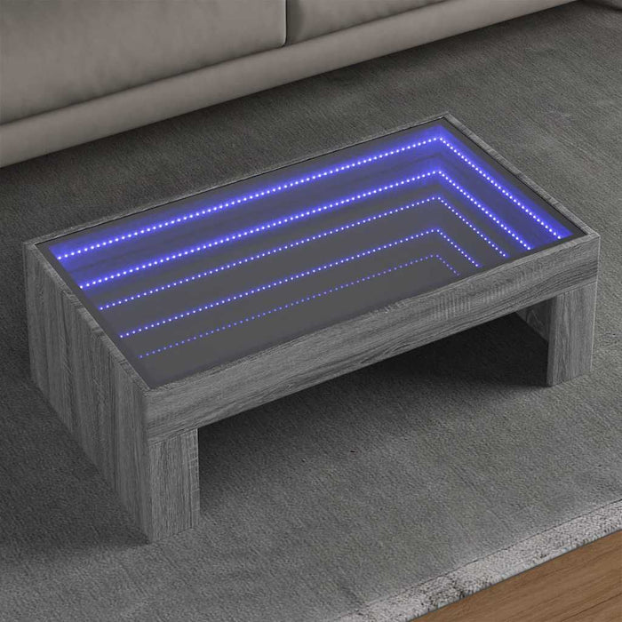 Măsuță de cafea cu LED infinity, gri sonoma, 90x50x30 cm - WALTI WALTI
