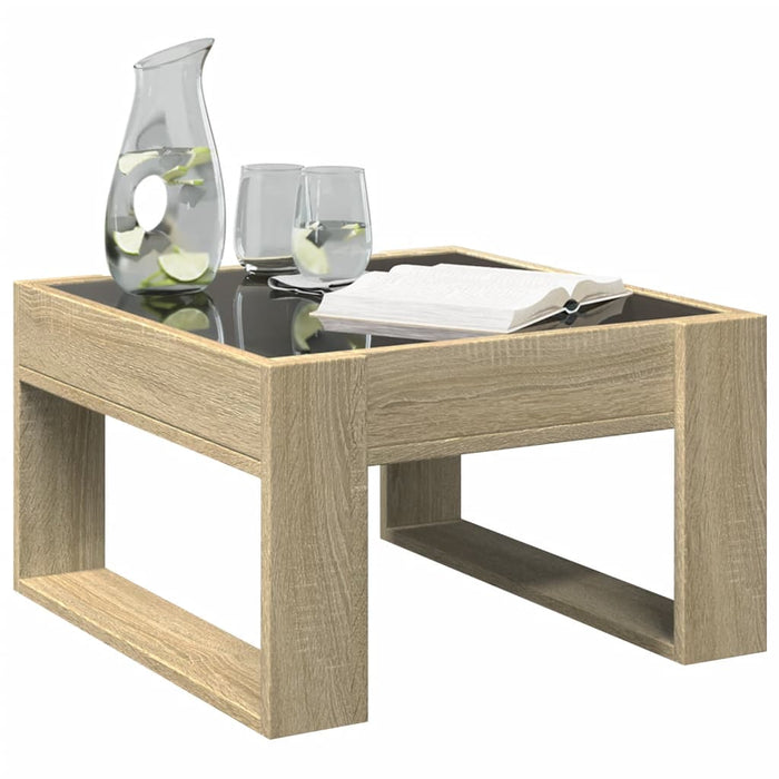 Măsuță de cafea cu LED infinity, stejar sonoma, 50x53x30 cm - WALTI WALTI