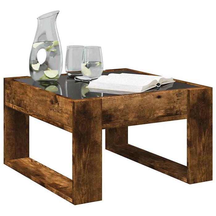 Măsuță de cafea cu LED infinity, stejar fumuriu, 50x53x30 cm - WALTI WALTI