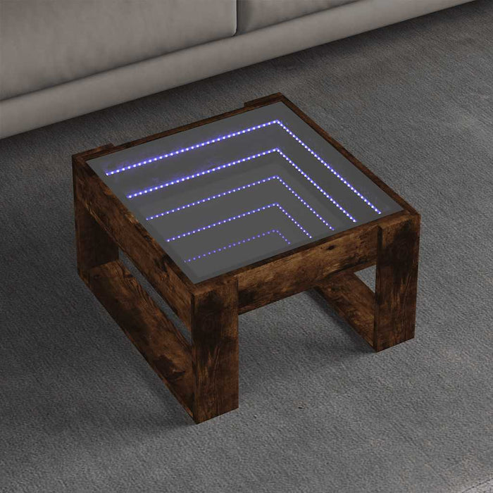 Măsuță de cafea cu LED infinity, stejar fumuriu, 50x53x30 cm - WALTI WALTI
