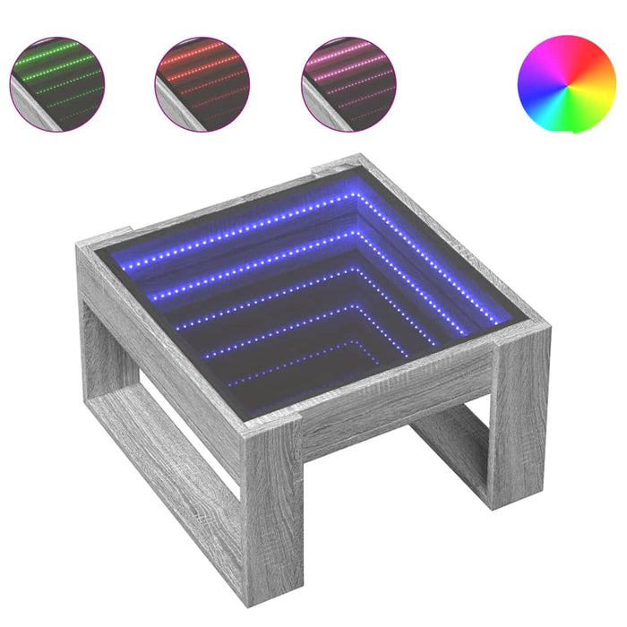 Măsuță de cafea cu LED infinity, gri sonoma, 50x53x30 cm - WALTI WALTI