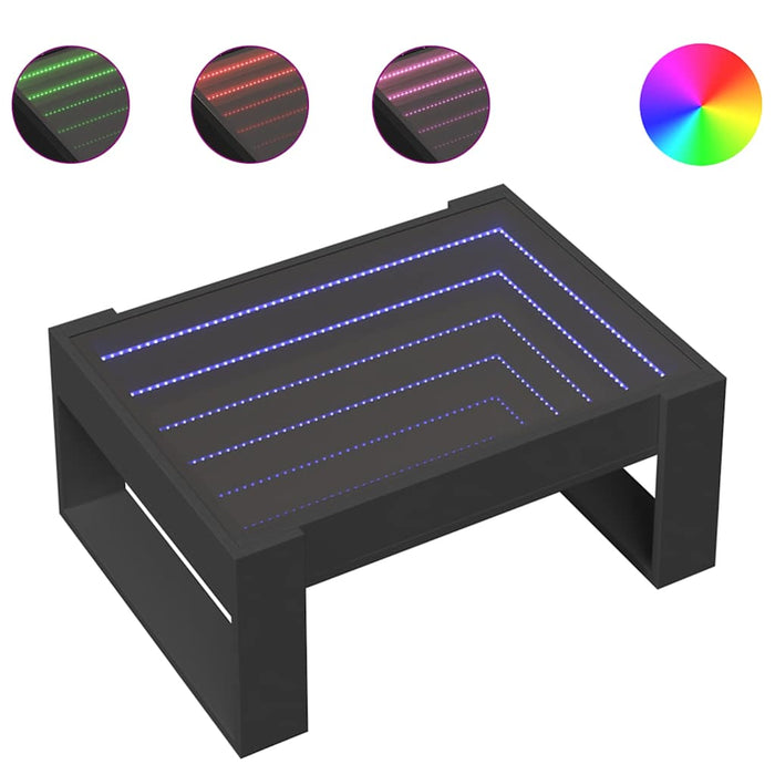 Măsuță de cafea cu LED infinity, negru, 70x53x30 cm WALTI