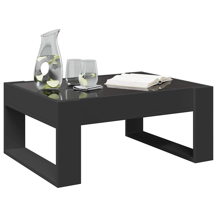 Măsuță de cafea cu LED infinity, negru, 70x53x30 cm WALTI