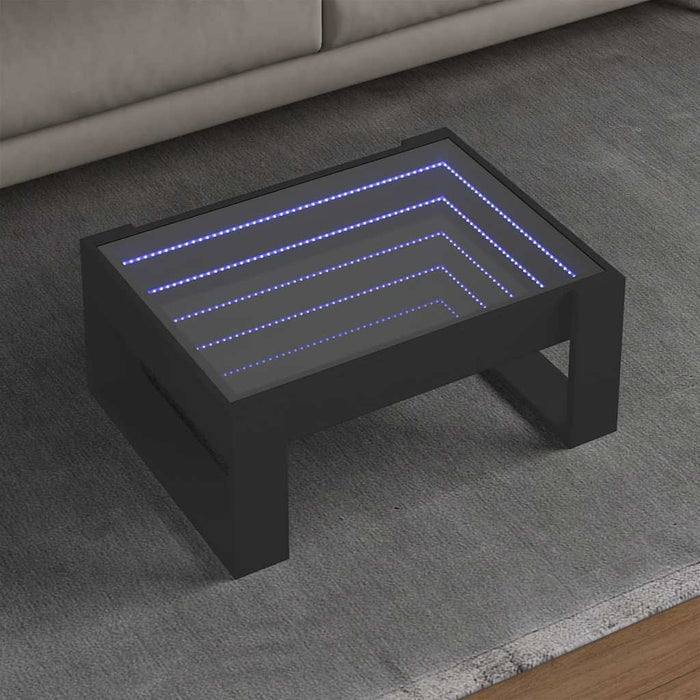 Măsuță de cafea cu LED infinity, negru, 70x53x30 cm WALTI