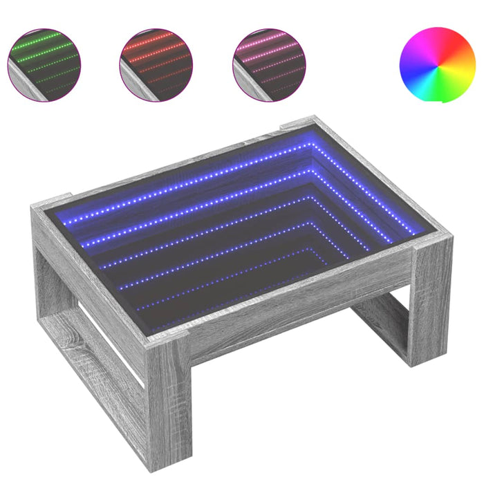 Măsuță de cafea cu LED infinity, gri sonoma, 70x53x30 cm - WALTI WALTI