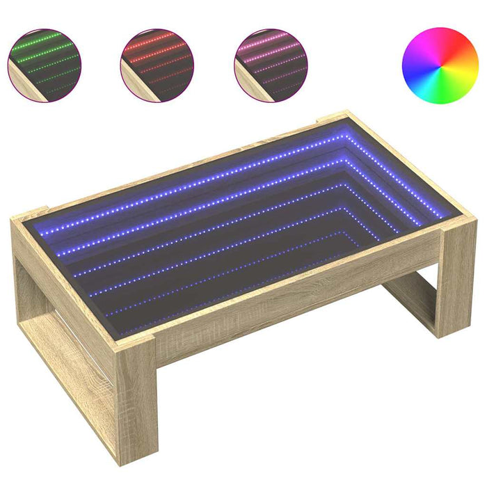 Măsuță de cafea cu LED infinity, stejar sonoma, 90x53x30 cm - WALTI WALTI