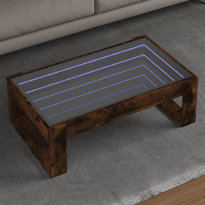 Măsuță de cafea cu LED infinity, stejar fumuriu, 90x53x30 cm - WALTI WALTI