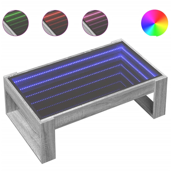 Măsuță de cafea cu LED infinity, gri sonoma, 90x53x30 cm - WALTI WALTI