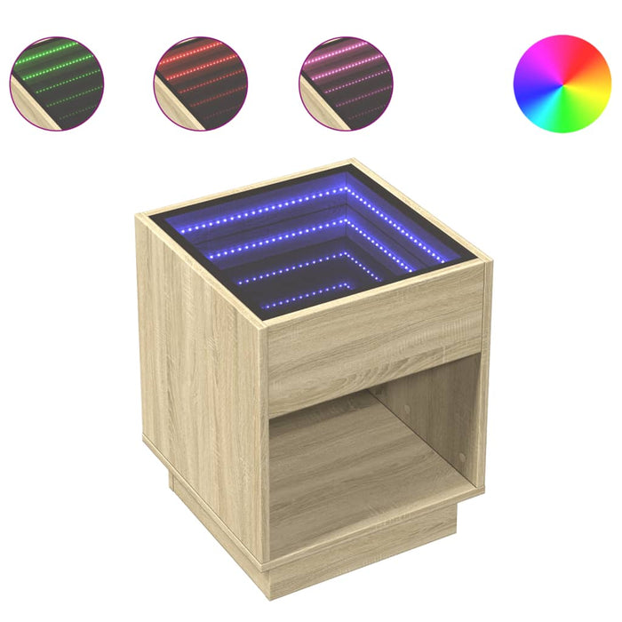 Măsuță de cafea cu LED infinity, stejar sonoma, 40x40x50 cm - WALTI WALTI