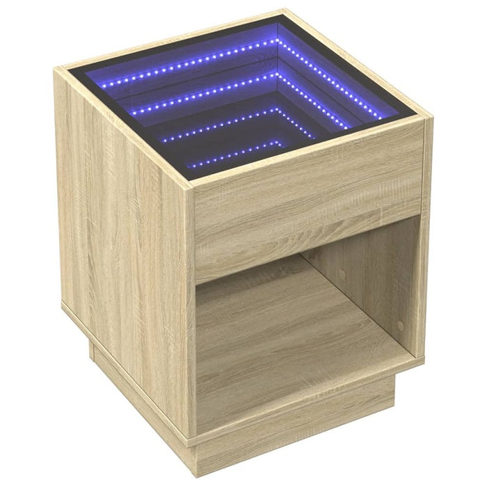 Măsuță de cafea cu LED infinity, stejar sonoma, 40x40x50 cm - WALTI WALTI