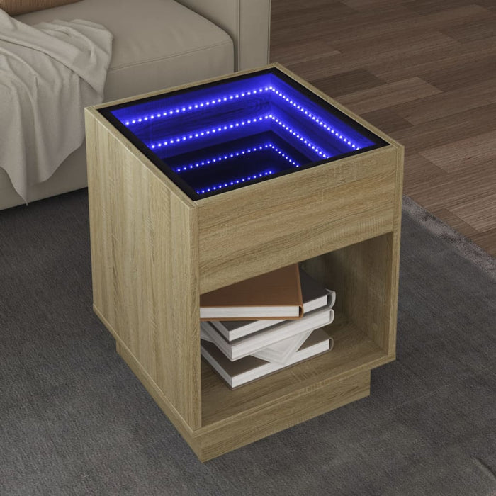 Măsuță de cafea cu LED infinity, stejar sonoma, 40x40x50 cm - WALTI WALTI