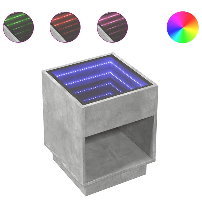 Măsuță de cafea cu LED infinity, gri beton, 40x40x50 cm - WALTI WALTI