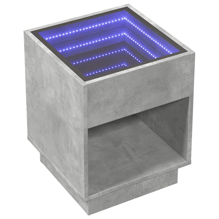 Măsuță de cafea cu LED infinity, gri beton, 40x40x50 cm - WALTI WALTI