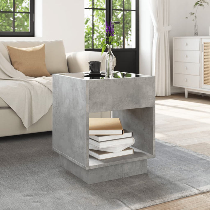 Măsuță de cafea cu LED infinity, gri beton, 40x40x50 cm - WALTI WALTI