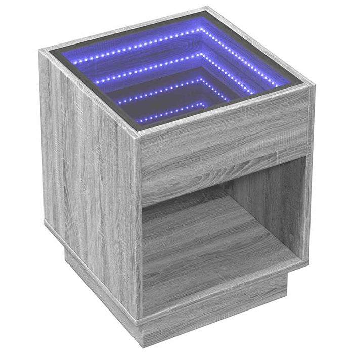 Măsuță de cafea cu LED infinity, gri sonoma, 40x40x50 cm - WALTI WALTI