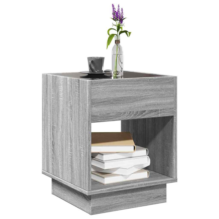 Măsuță de cafea cu LED infinity, gri sonoma, 40x40x50 cm - WALTI WALTI