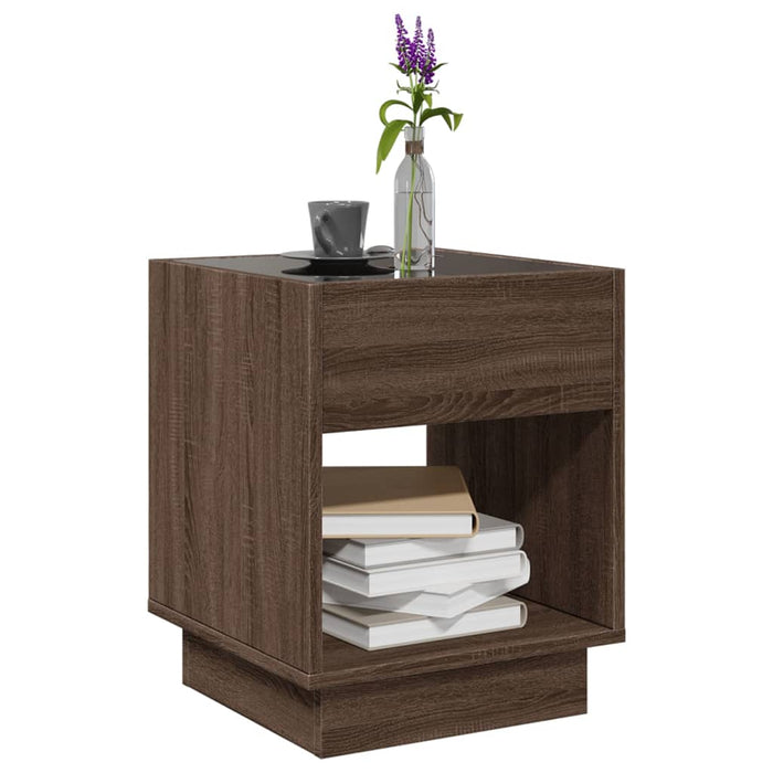 Măsuță de cafea cu LED infinity, stejar maro, 40x40x50 cm - WALTI WALTI