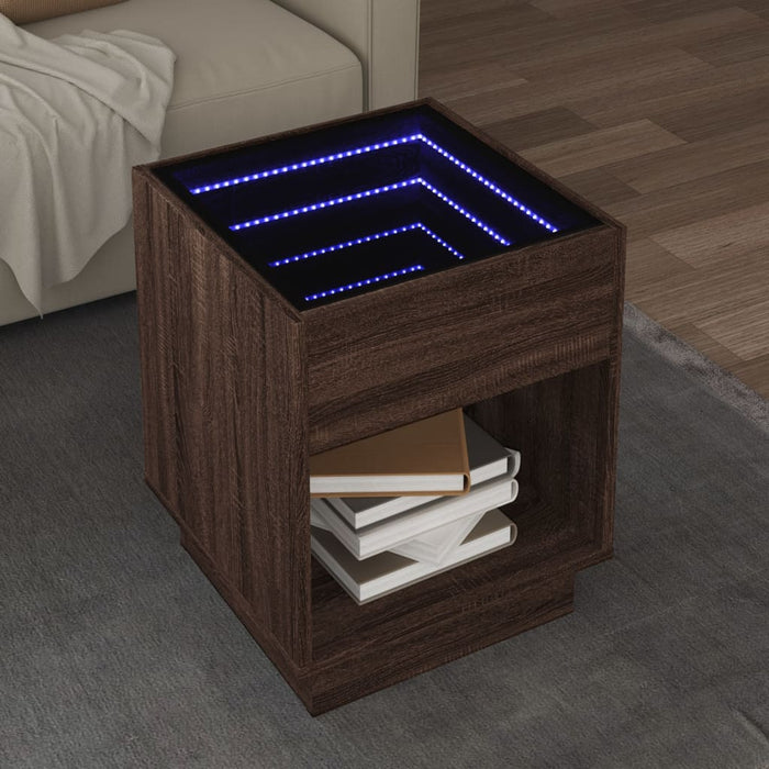 Măsuță de cafea cu LED infinity, stejar maro, 40x40x50 cm - WALTI WALTI