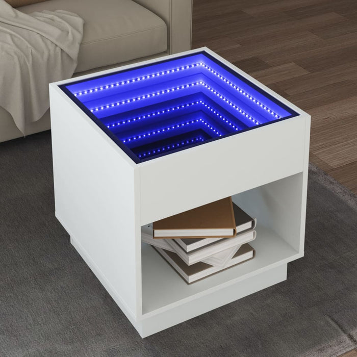 Măsuță de cafea cu LED infinity, alb, 50x50x50 cm - WALTI WALTI