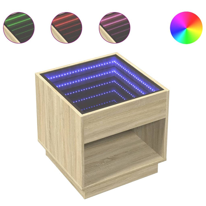 Măsuță de cafea cu LED infinity, stejar sonoma, 50x50x50 cm - WALTI WALTI