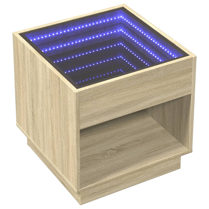 Măsuță de cafea cu LED infinity, stejar sonoma, 50x50x50 cm - WALTI WALTI