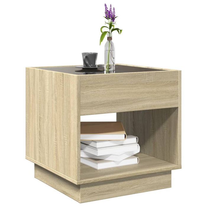 Măsuță de cafea cu LED infinity, stejar sonoma, 50x50x50 cm - WALTI WALTI