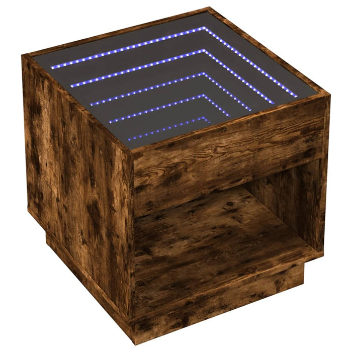 Măsuță de cafea cu LED infinity, stejar fumuriu, 50x50x50 cm - WALTI WALTI