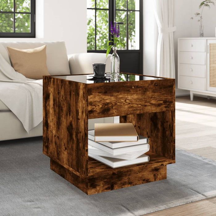 Măsuță de cafea cu LED infinity, stejar fumuriu, 50x50x50 cm - WALTI WALTI