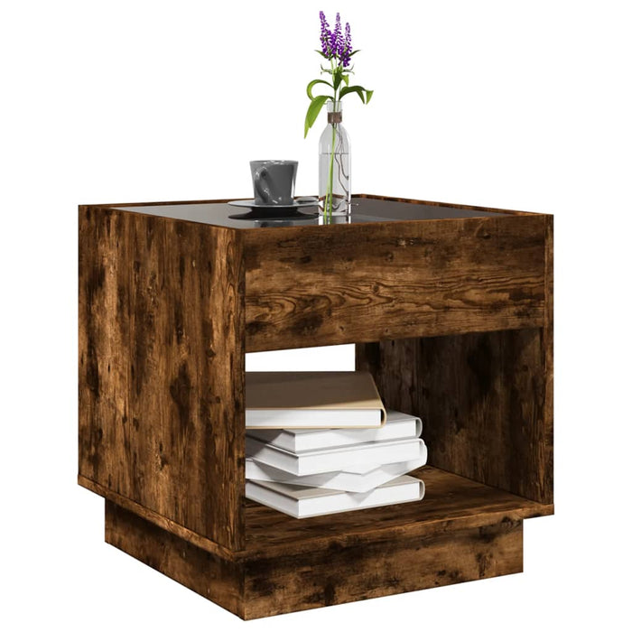 Măsuță de cafea cu LED infinity, stejar fumuriu, 50x50x50 cm - WALTI WALTI