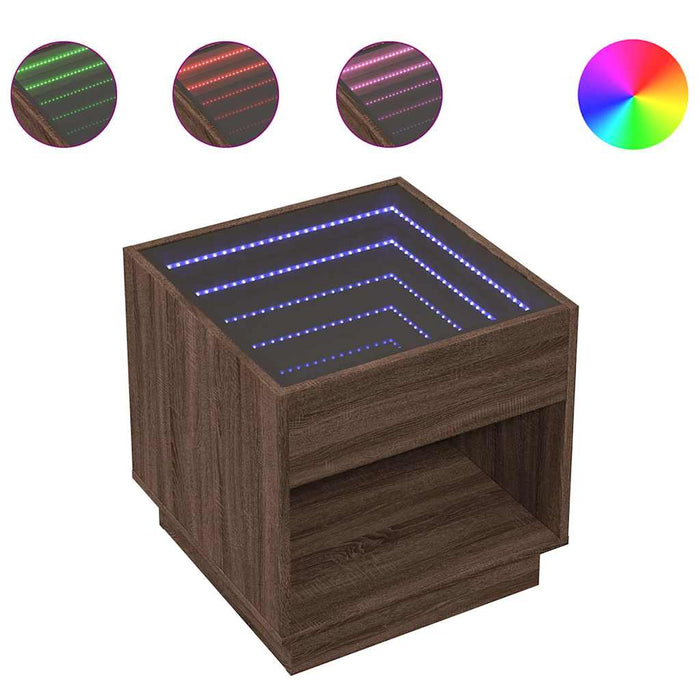 Măsuță de cafea cu LED infinity, stejar maro, 50x50x50 cm - WALTI WALTI