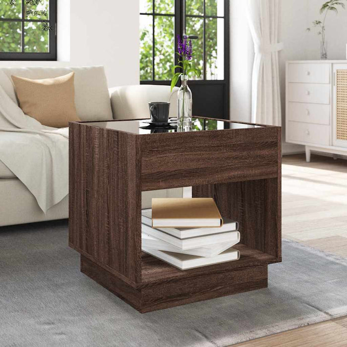 Măsuță de cafea cu LED infinity, stejar maro, 50x50x50 cm - WALTI WALTI