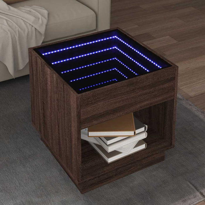 Măsuță de cafea cu LED infinity, stejar maro, 50x50x50 cm - WALTI WALTI