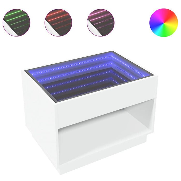Măsuță de cafea cu LED infinity, alb, 70x50x50 cm - WALTI WALTI
