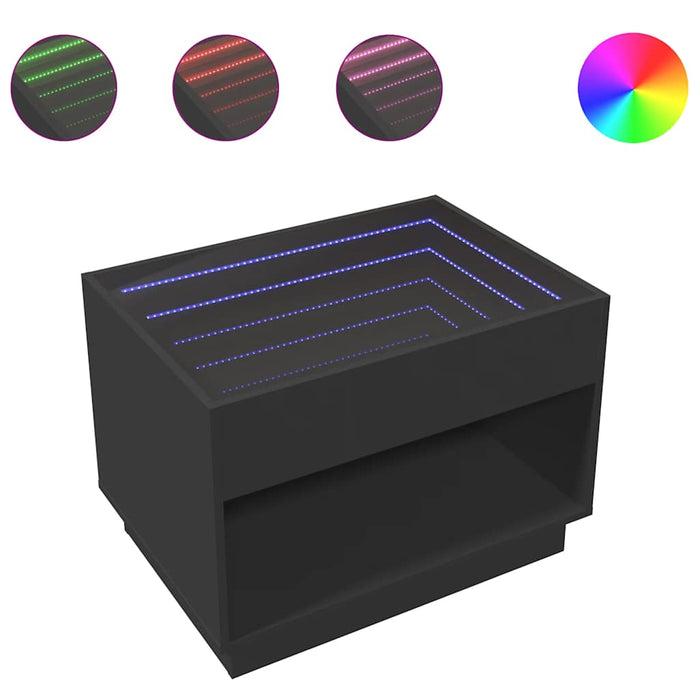 Măsuță de cafea cu LED infinity, negru, 70x50x50 cm - WALTI WALTI