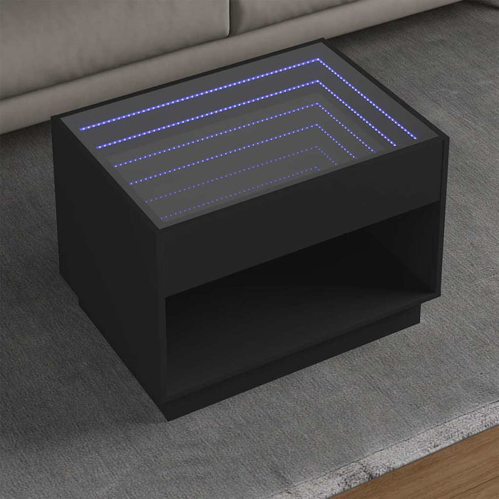 Măsuță de cafea cu LED infinity, negru, 70x50x50 cm - WALTI WALTI