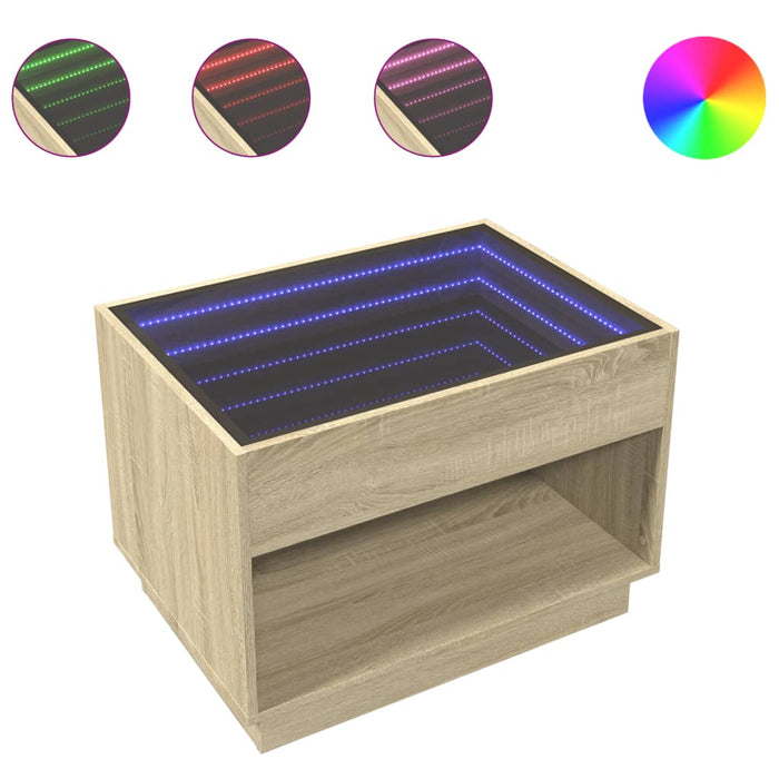 Măsuță de cafea cu LED infinity, stejar sonoma, 70x50x50 cm - WALTI WALTI