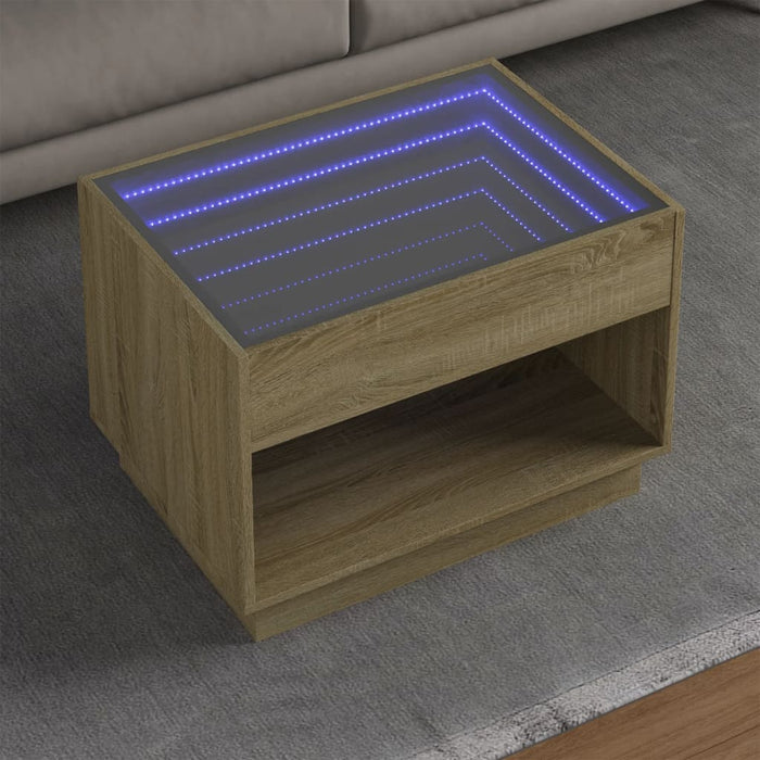 Măsuță de cafea cu LED infinity, stejar sonoma, 70x50x50 cm - WALTI WALTI